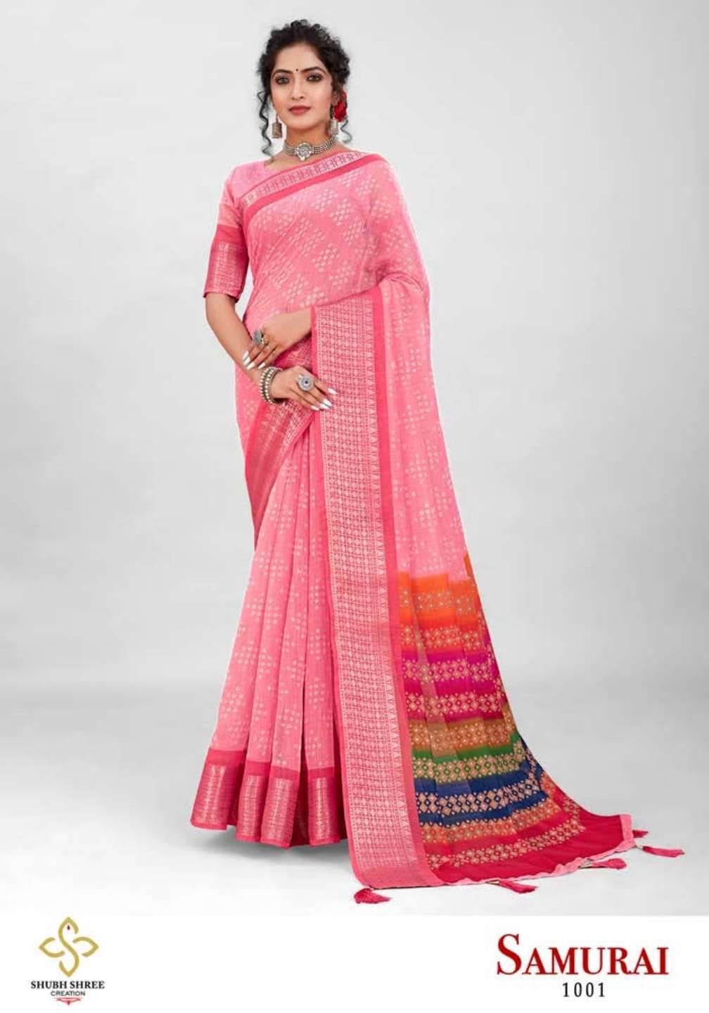 shubh shree creation samurai series 1001-1006 linen saree