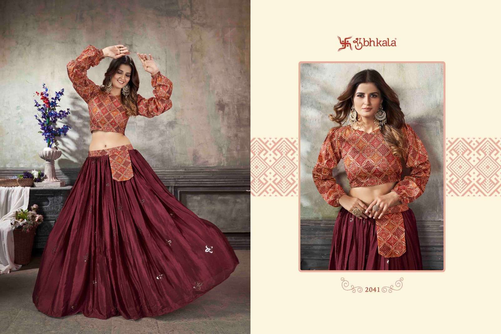 shubhkala Frill & Flare Vol 5 series 2041-2050 art silk crop top 