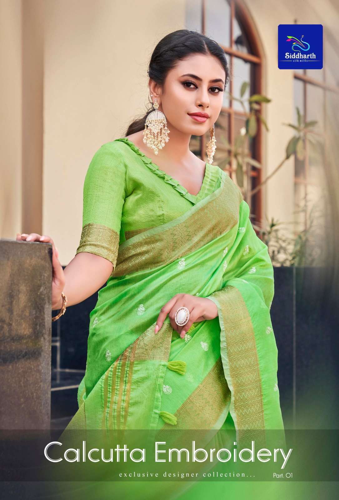 siddharth calcutta embroidery series 3501-3506 fancy saree