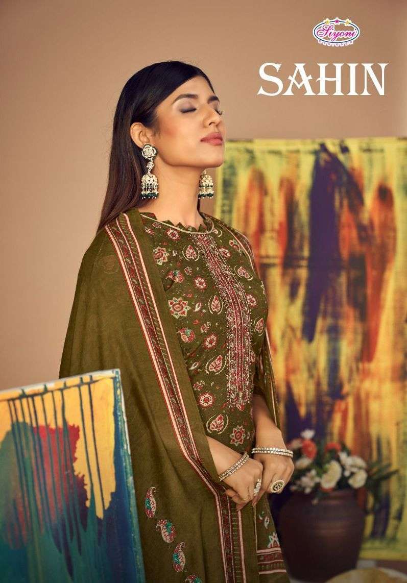 siyoni sahin series 52001-52008 pure muslin silk suit 