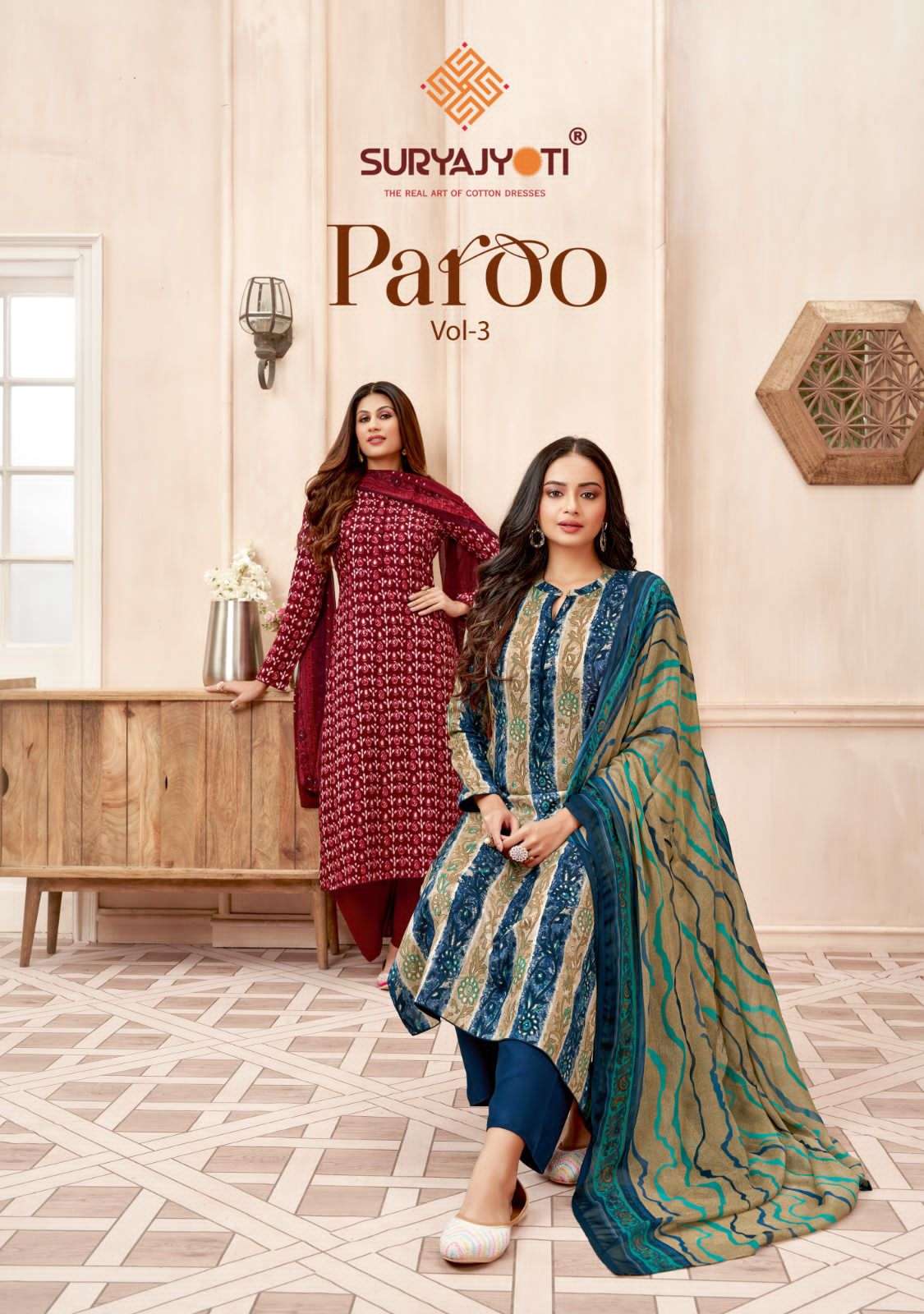Suryajyoti Paroo vol-3 series 3001-3008 Pure Rayon suit