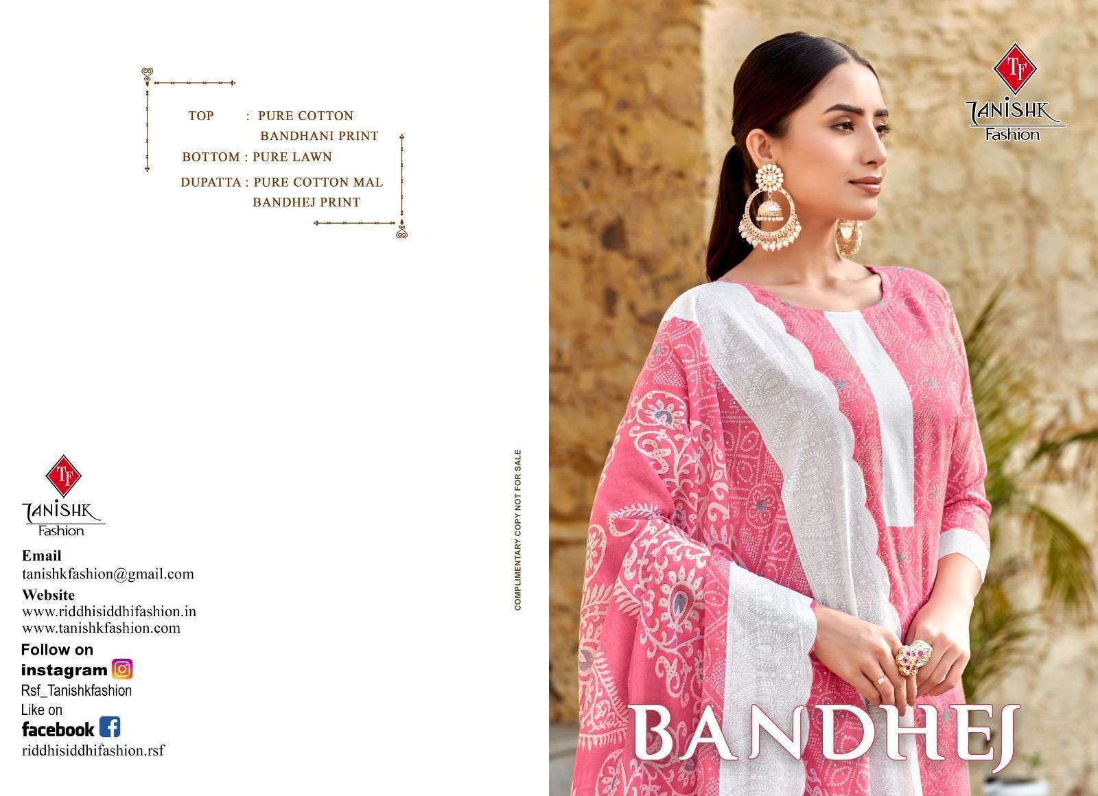 tanishk fashion bandhej series 6001-6008 Pure cotton bandhni print suit