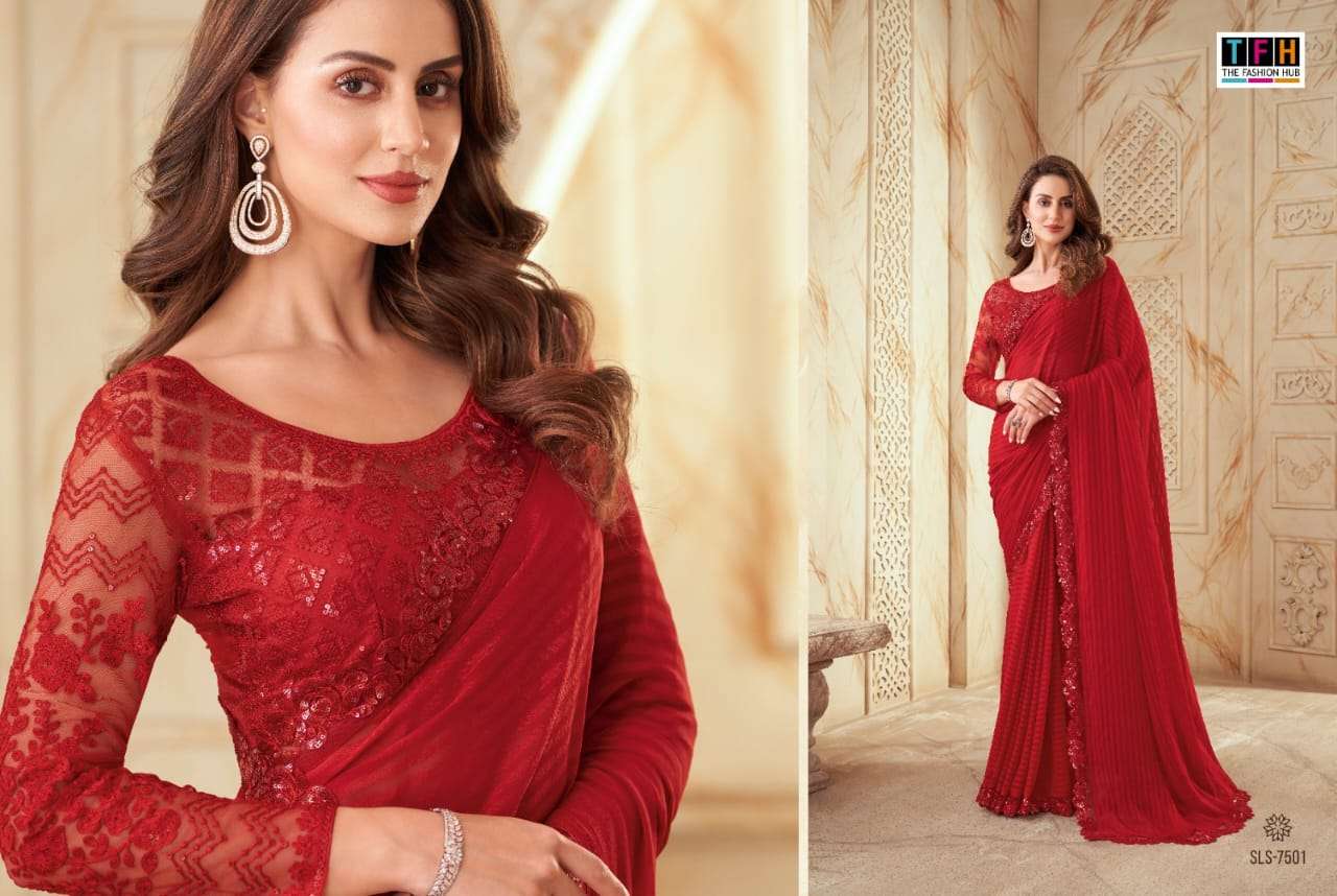 tfh salsa style vol 2 designer fancy fabric saree 