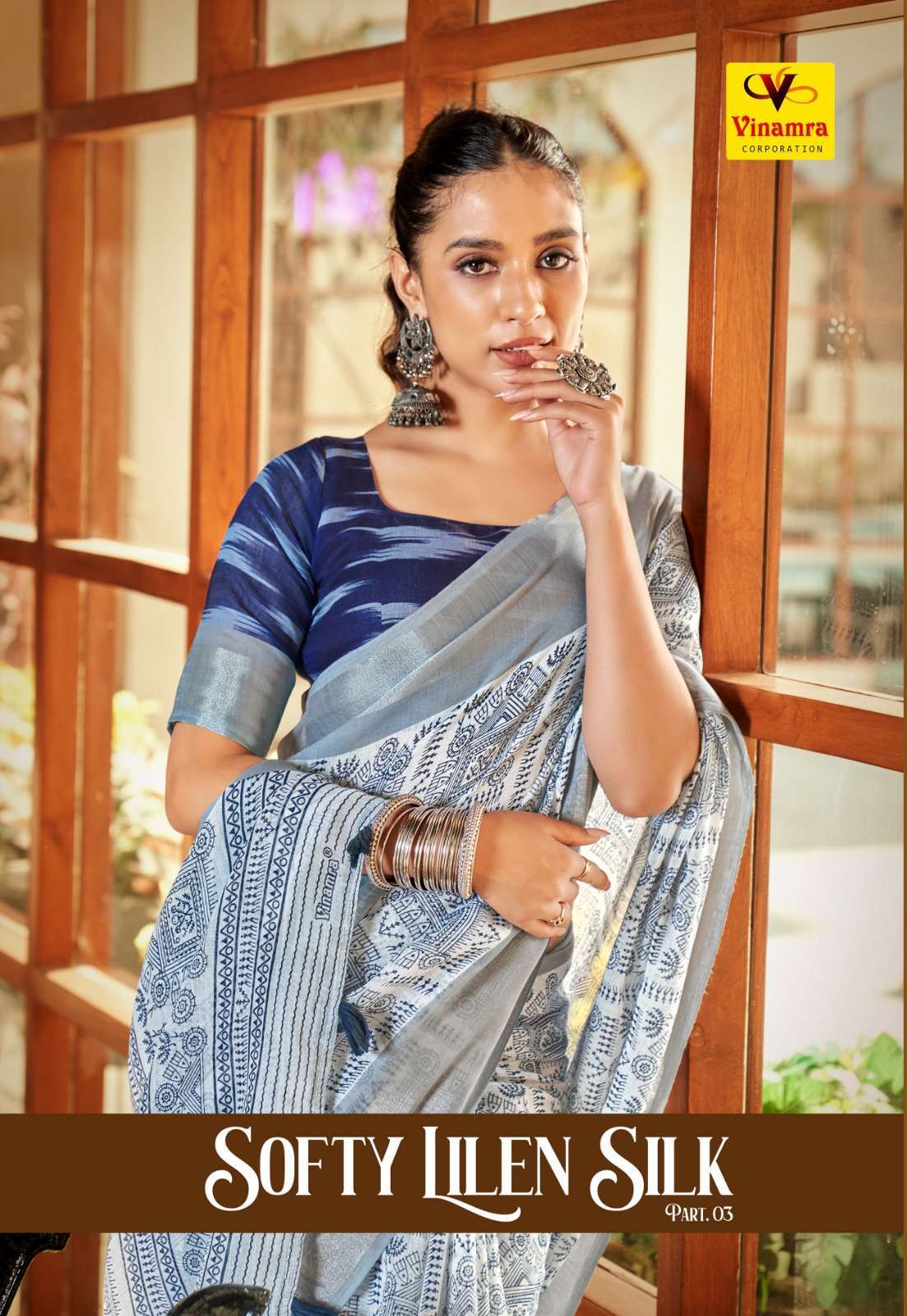 vinamra softy linen silk part 3 series 1013-1020 lilen silk saree