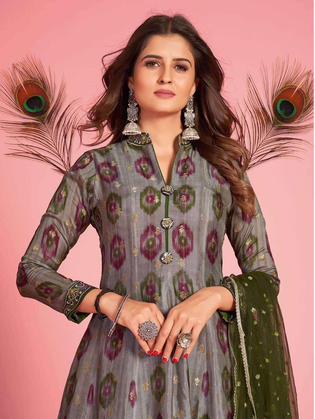 virasat kalamkari designer pure dola silk gown with dupatta 