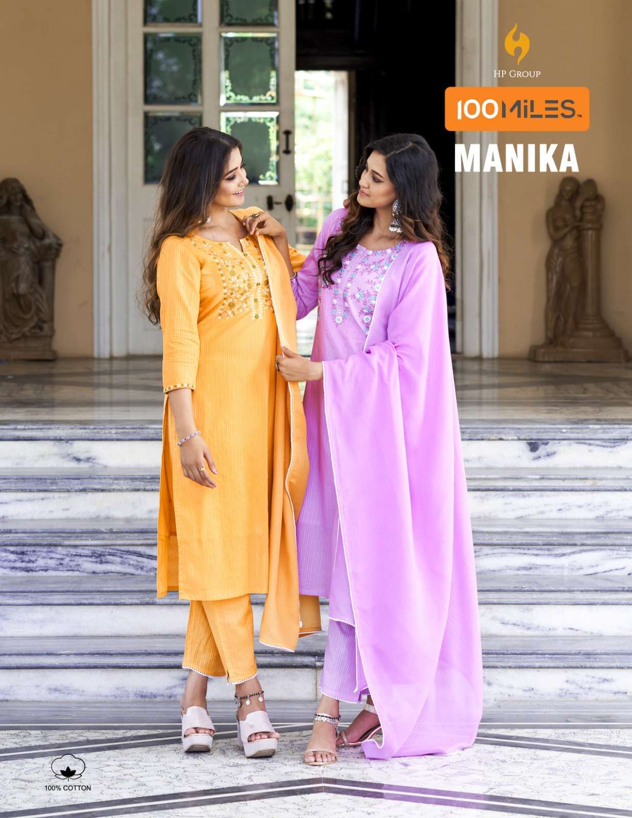 100 miles manika series 01-04 pure cotton readymade suit 