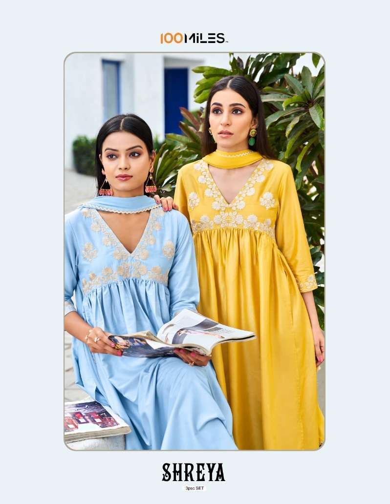 100 miles shreya series 01-04 Premium fancy readymade suit 