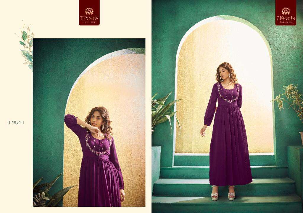 7 pearls festiva series 1031-1035 georgette handwork kurti 
