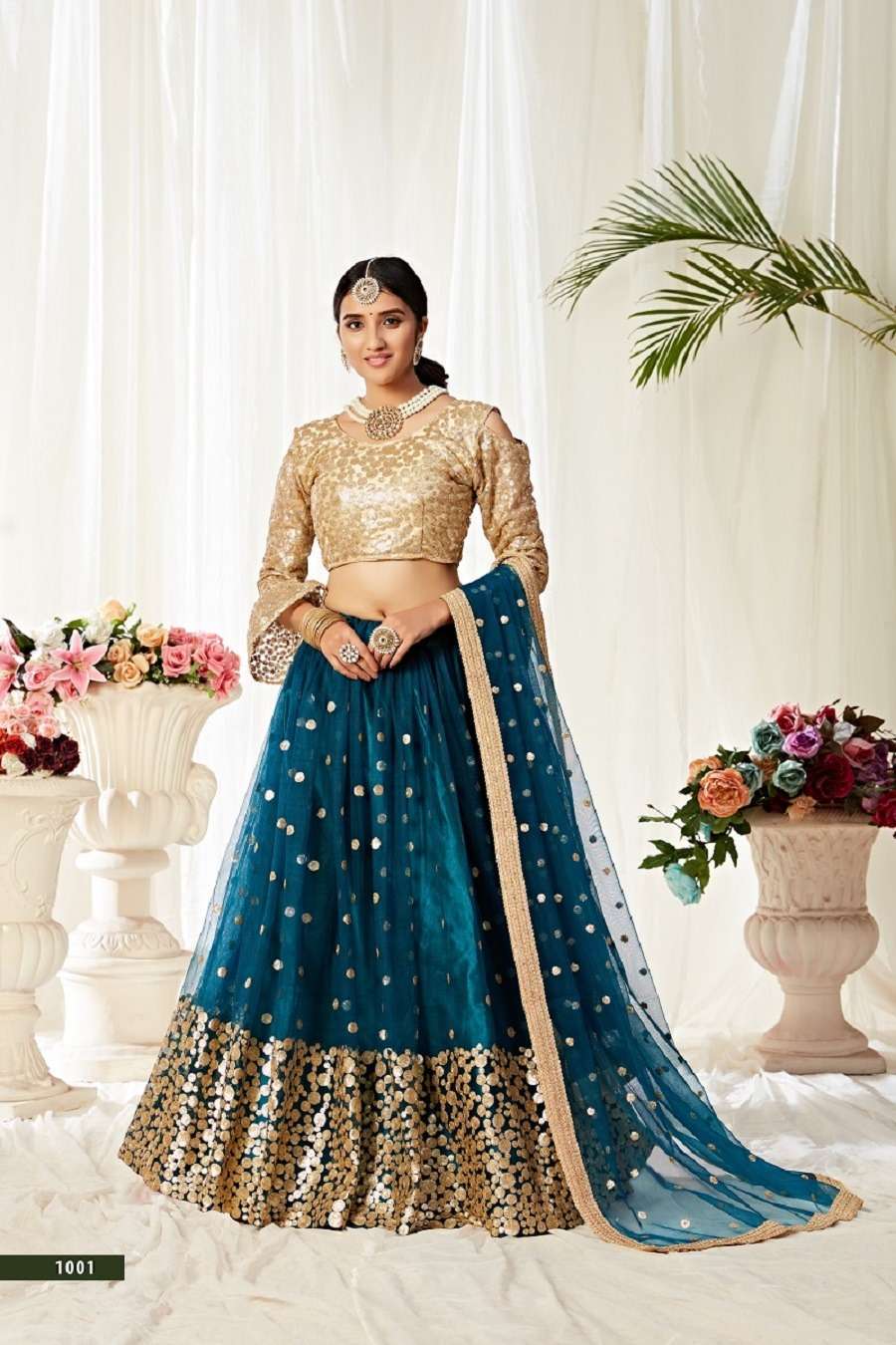 aawiya agnilekha 1001 soft net thread embroidery work lehenga 