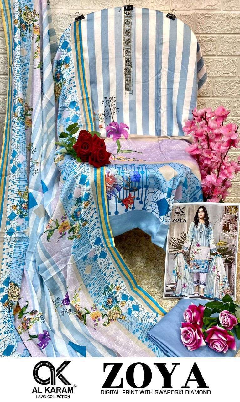 al karam zoya digital print series 1001-1006 jam cotton suit 