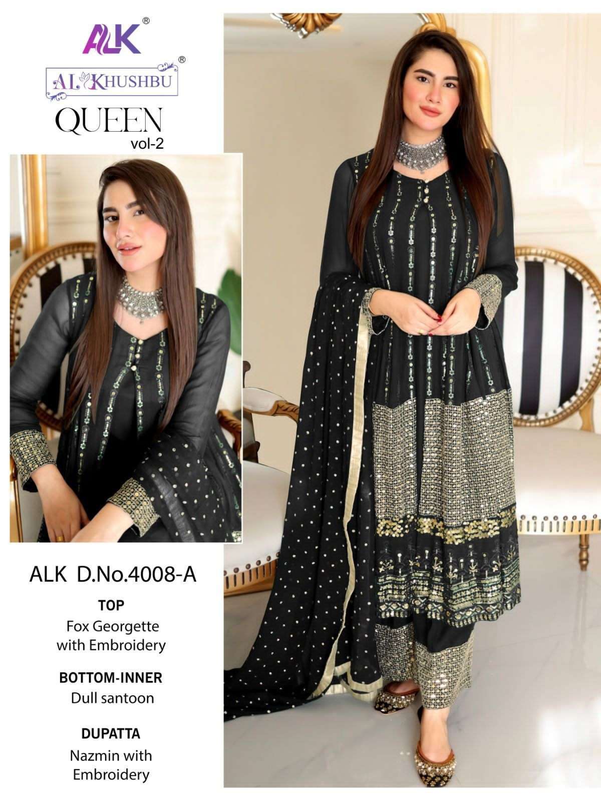 al khushbu 4008 faux georgette embroidery suit 
