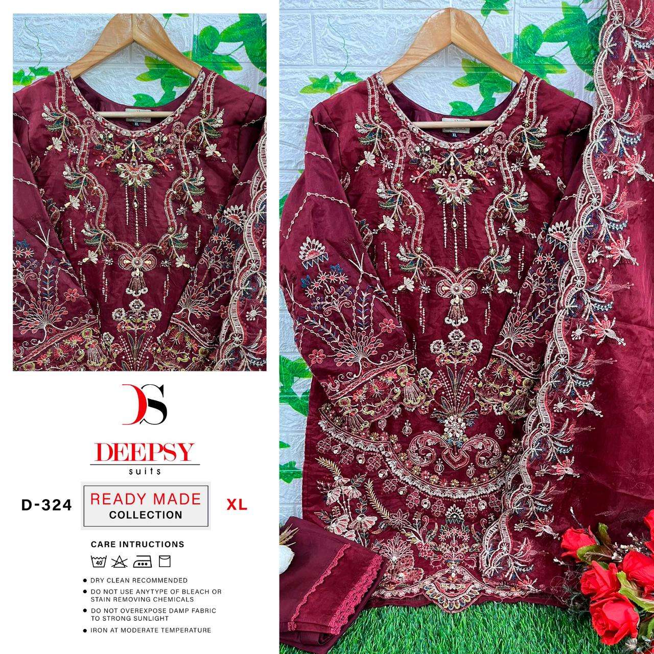 Deepsy suits D-324 designer pure organza suit 
