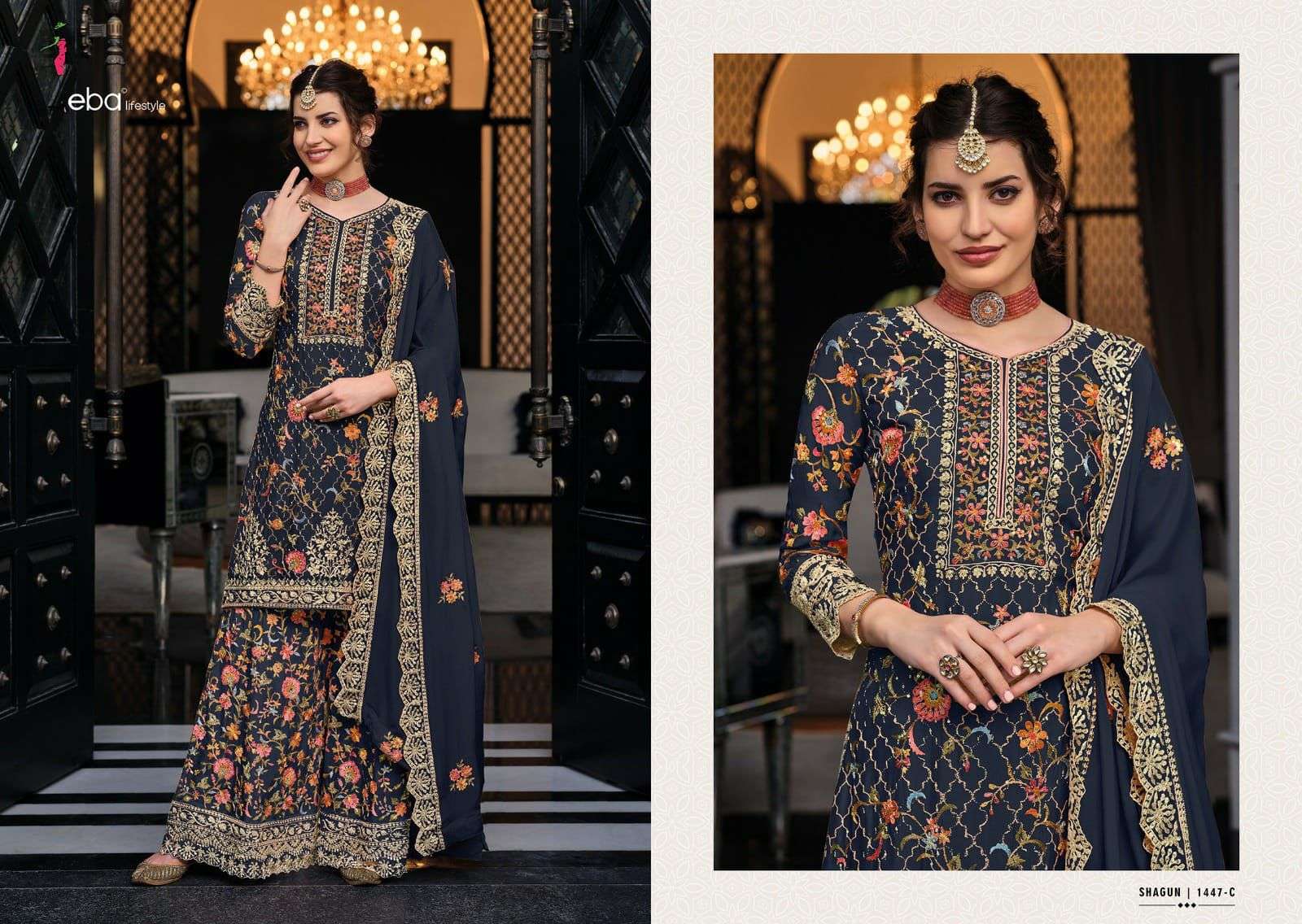 eba shagun color edition-8 chinon embroidery work suit 