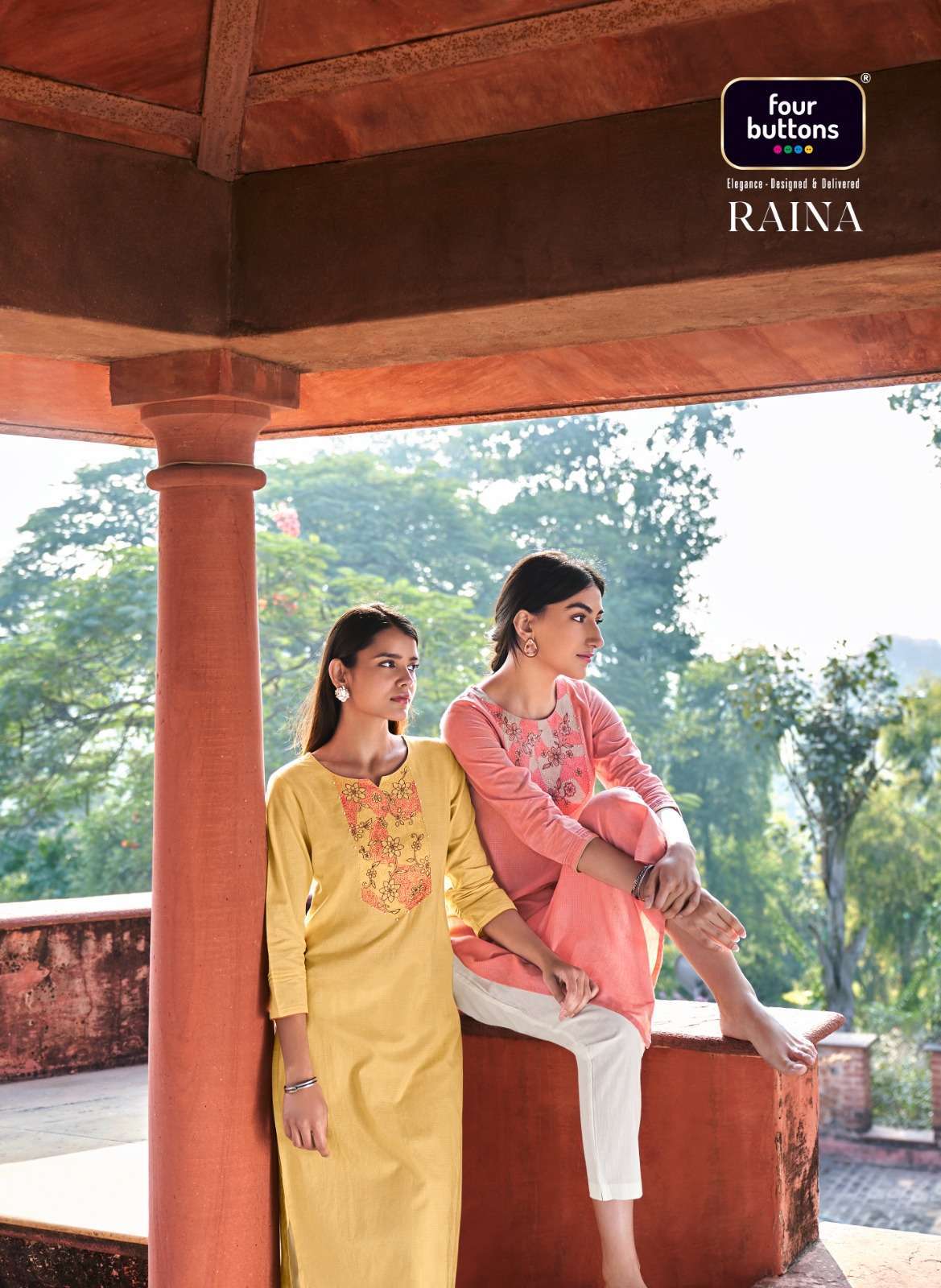 four buttons raina series 3101-3106 pure cotton kurti 