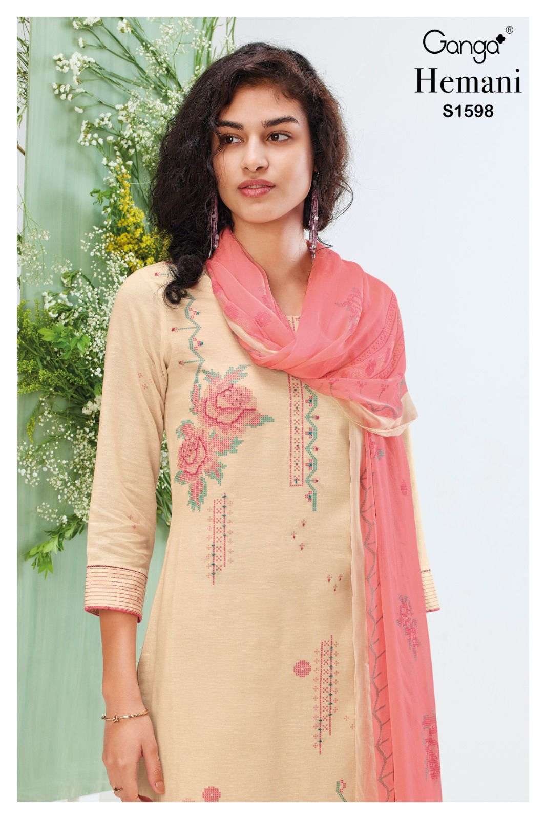 ganga hemani series S1598 premium pure linen suit 