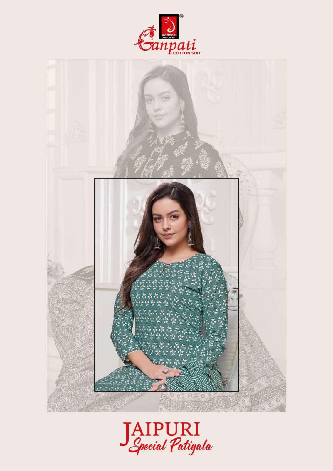 Ganpati jaipuri special patiyala series 101-115 cotton suit 