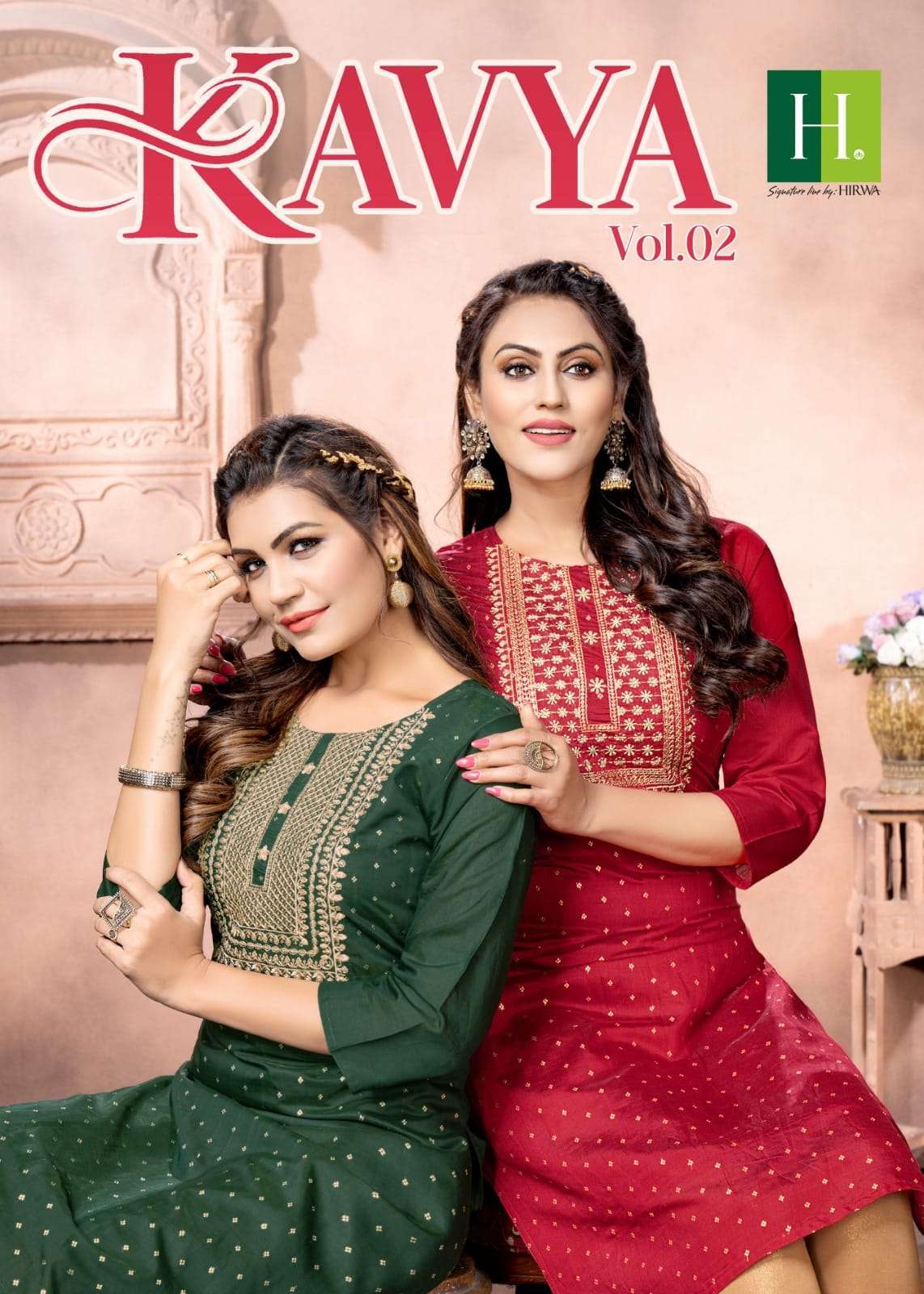 hirwa kavya vol 2 series 201-206 Heavy Banarasi Silk Jacquard Butti kurti