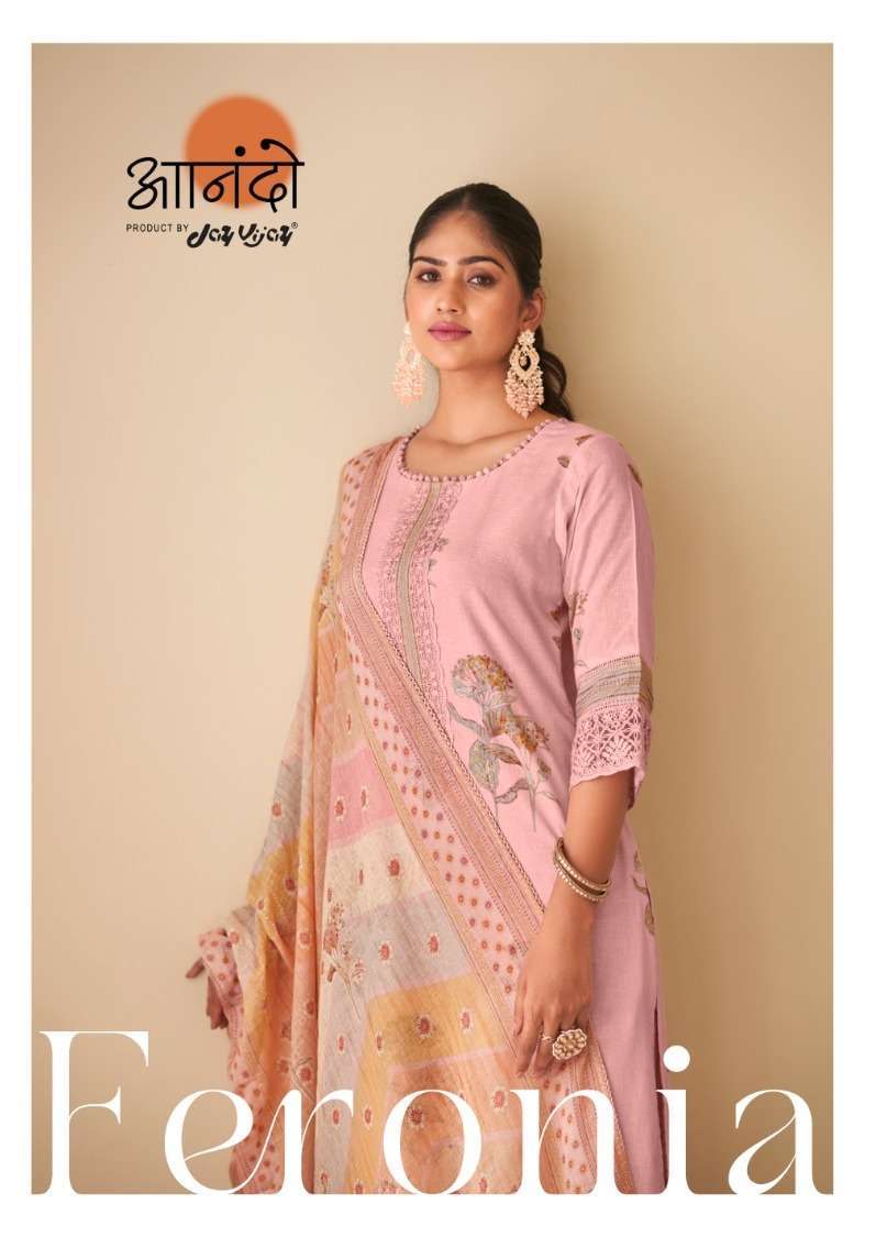 jay vijay anando feronia 3073 pure linen digital print suit 