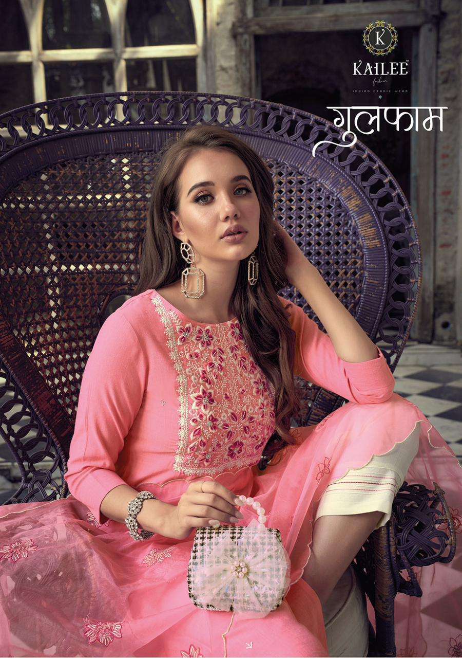 kailee gulfam series 40091-40096 pure viscose cotton readymade suit 