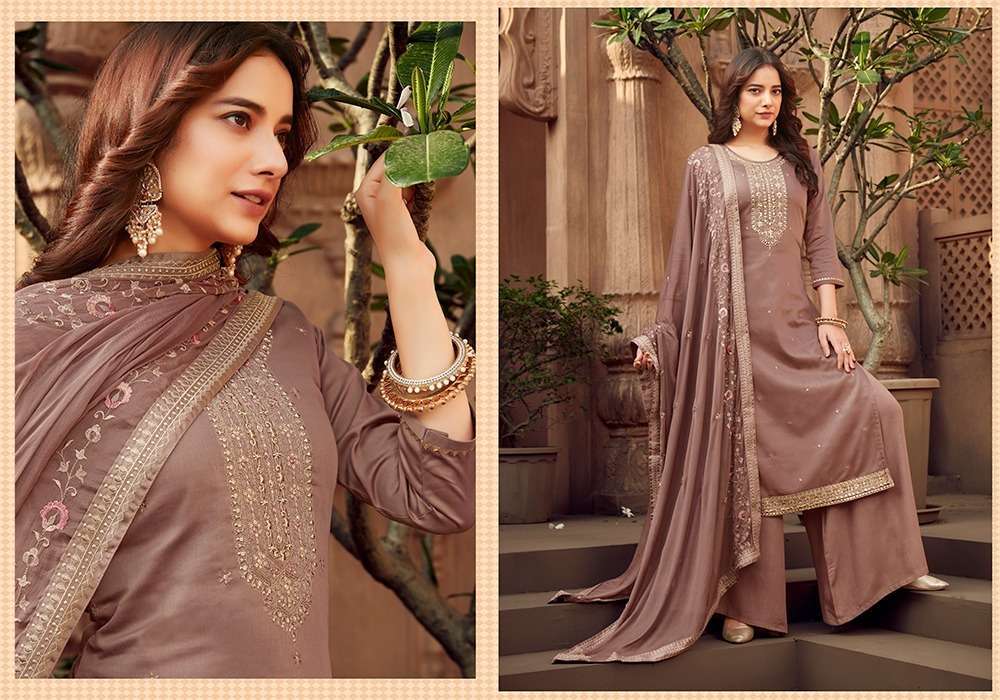 kalarang aakarsh Jam Silk Cotton With Work suit