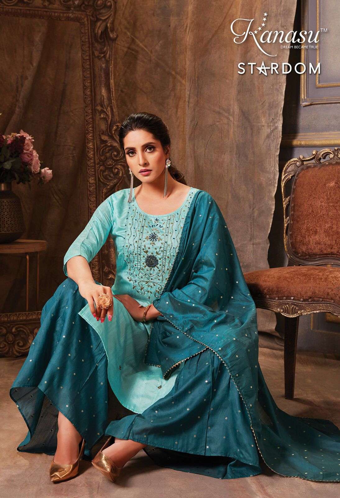 kanasu stardom series 901-908 chanderi silk sharara suit