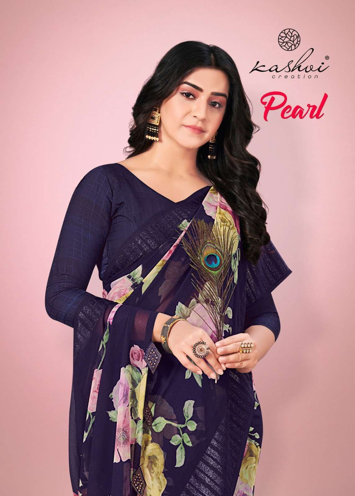 kashvi pearl series 1001-1008 georgette dobby border saree
