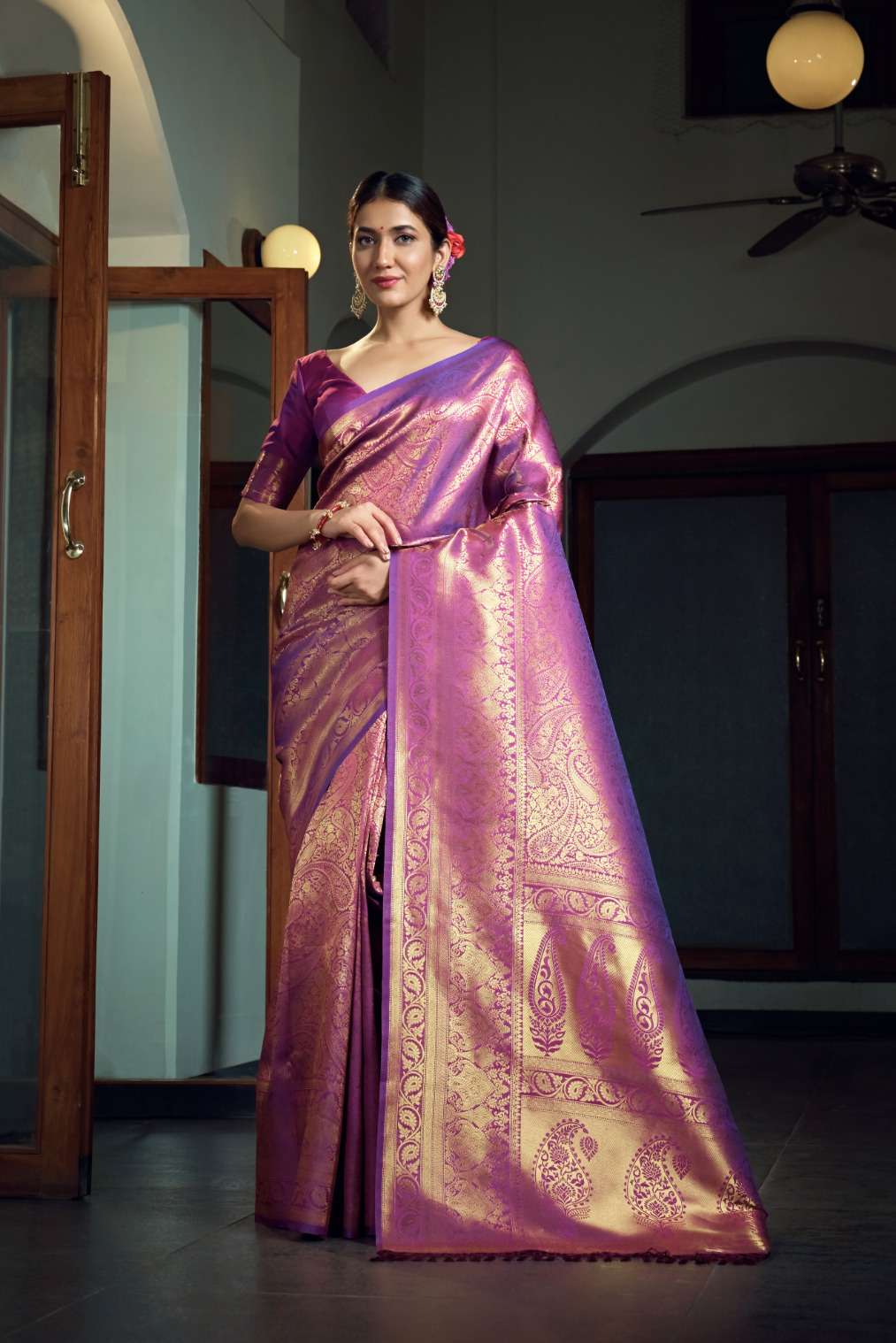 kavira kasuba 470 series designer two tone kanjivaram silk saree 