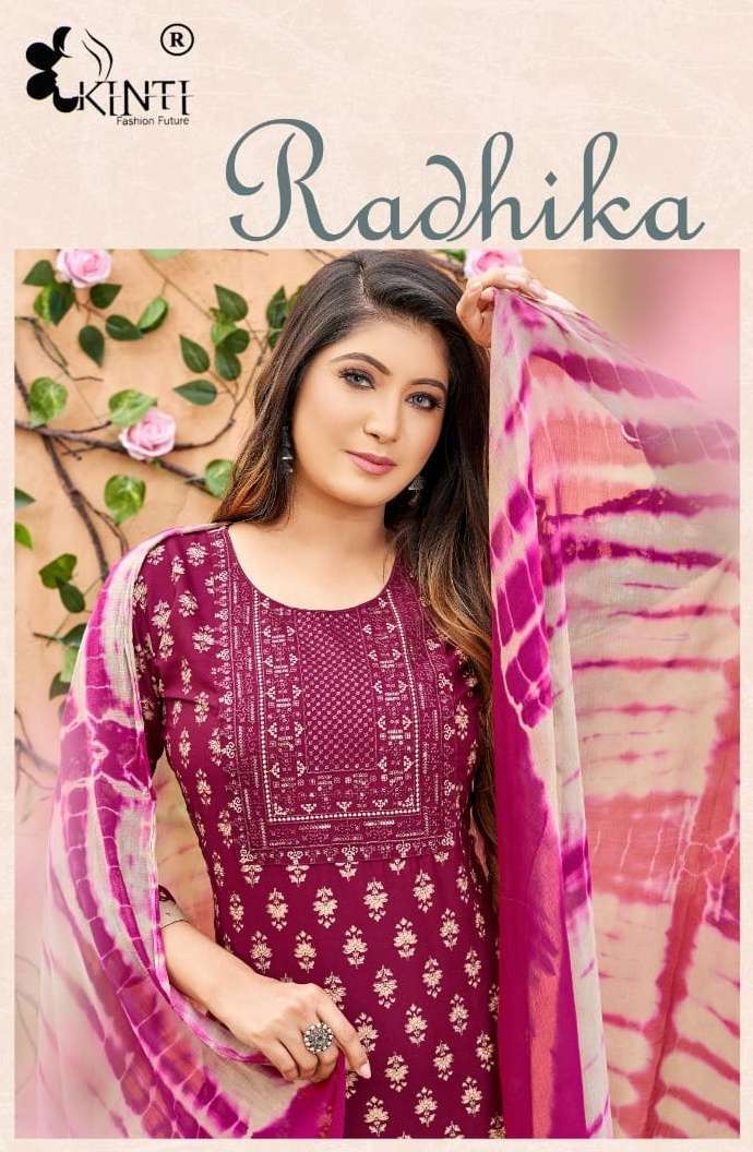 kinti radhika series 101-106 heavy rayon readymade suit