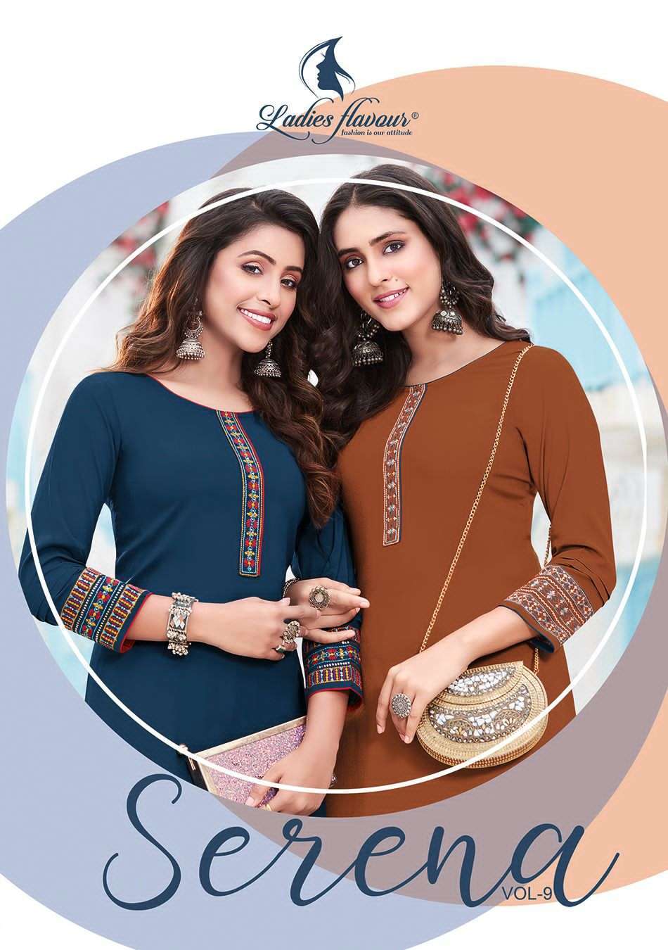 ladies flavour serena vol 9 series 9001-9006 14 kg rayon kurti
