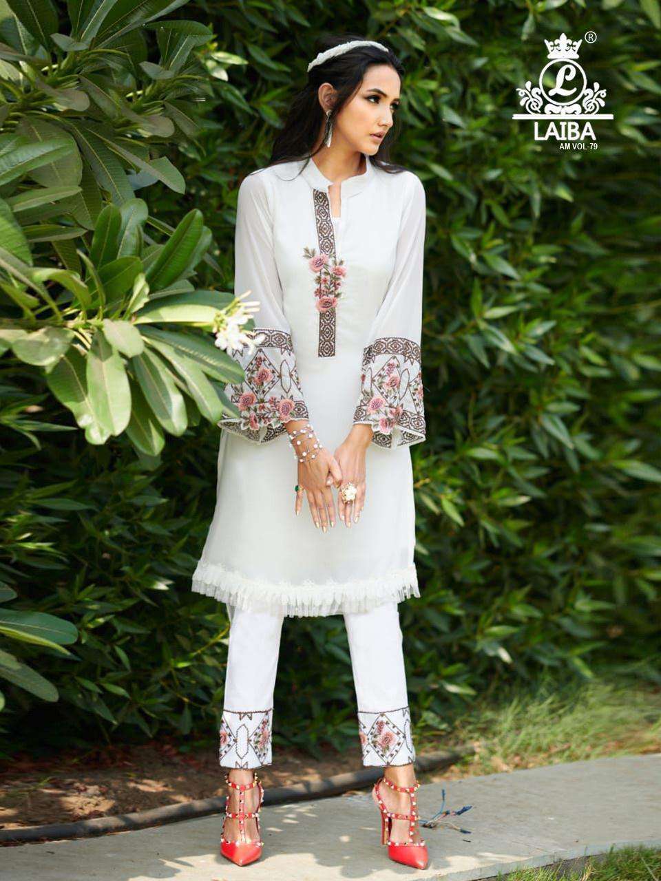 laiba am vol 79 Pure Georgette Tunic with classy embroidery