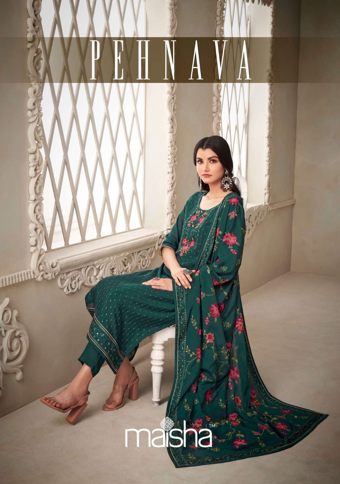maisha pehnawa designer pure chinon suit s