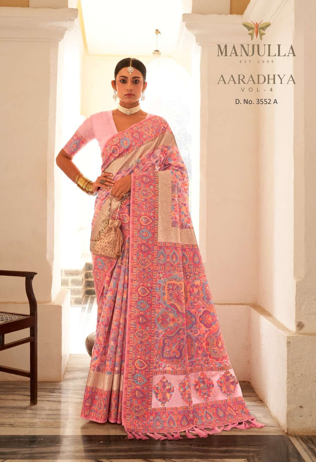 manjula aaradhya vol 4 series 3552 kashmiri pashmina saree