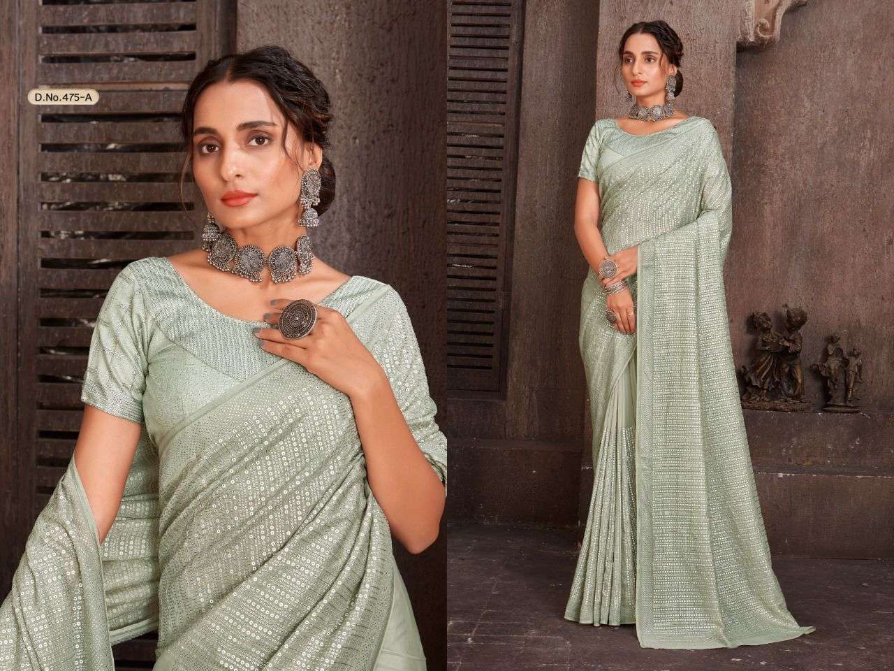mehak 475 design sort organza with sequin work in all over saree.