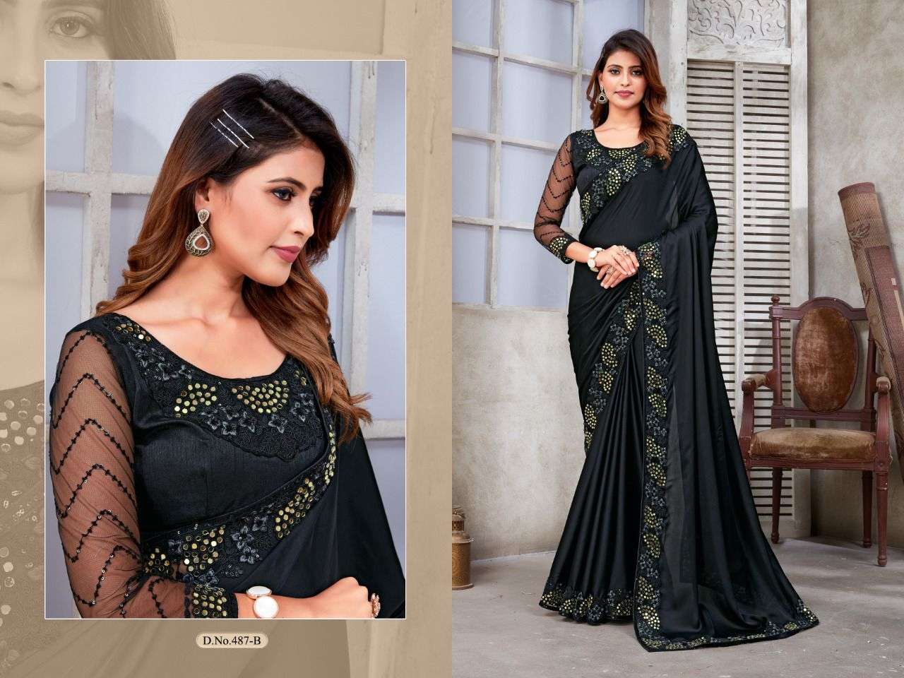 mehak 487 colours heavy Satin silk saree