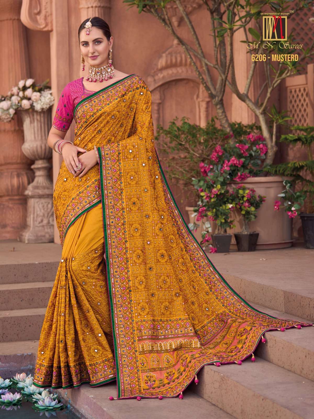 mn saree 6206 colors soft silk kachhi work saree