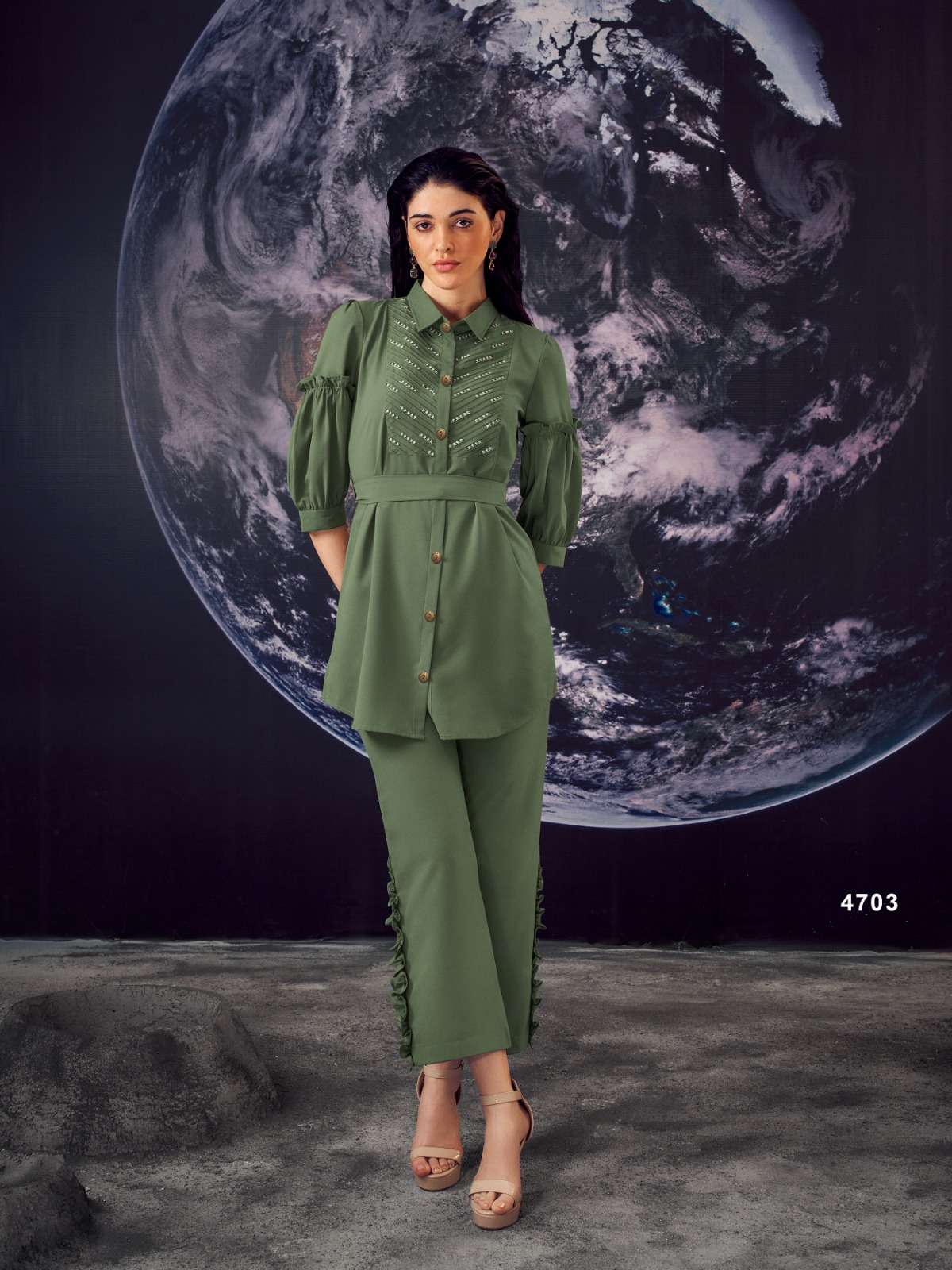 nu designer Fine Pintex Detailing and Handwork  coord set