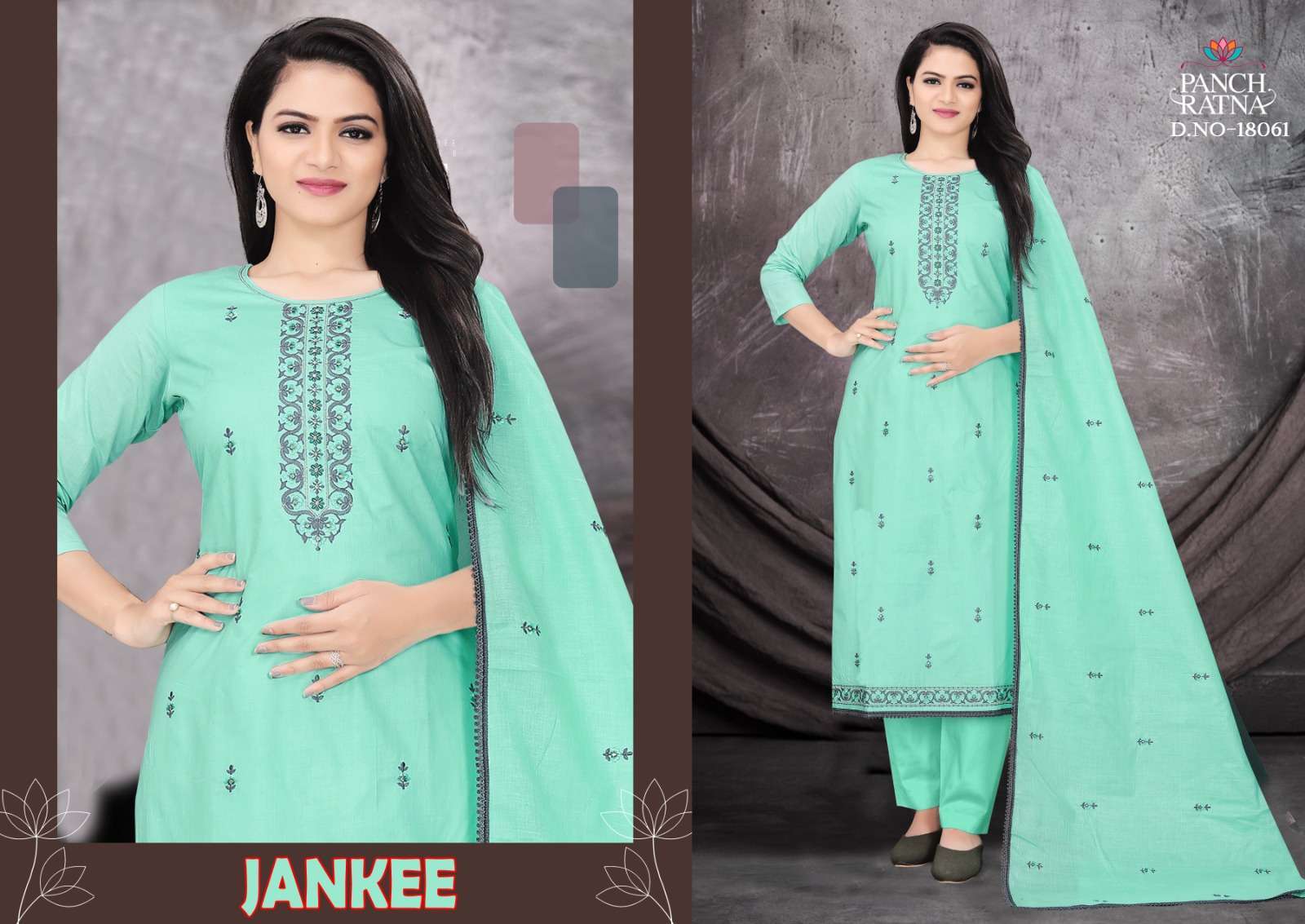 panch ratna jankee series 18061-18064 heavy cotton suit 