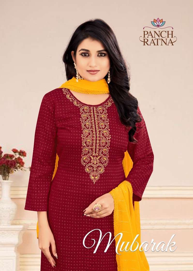panch ratna mubarak series 18031-18034 viscose silk suit 