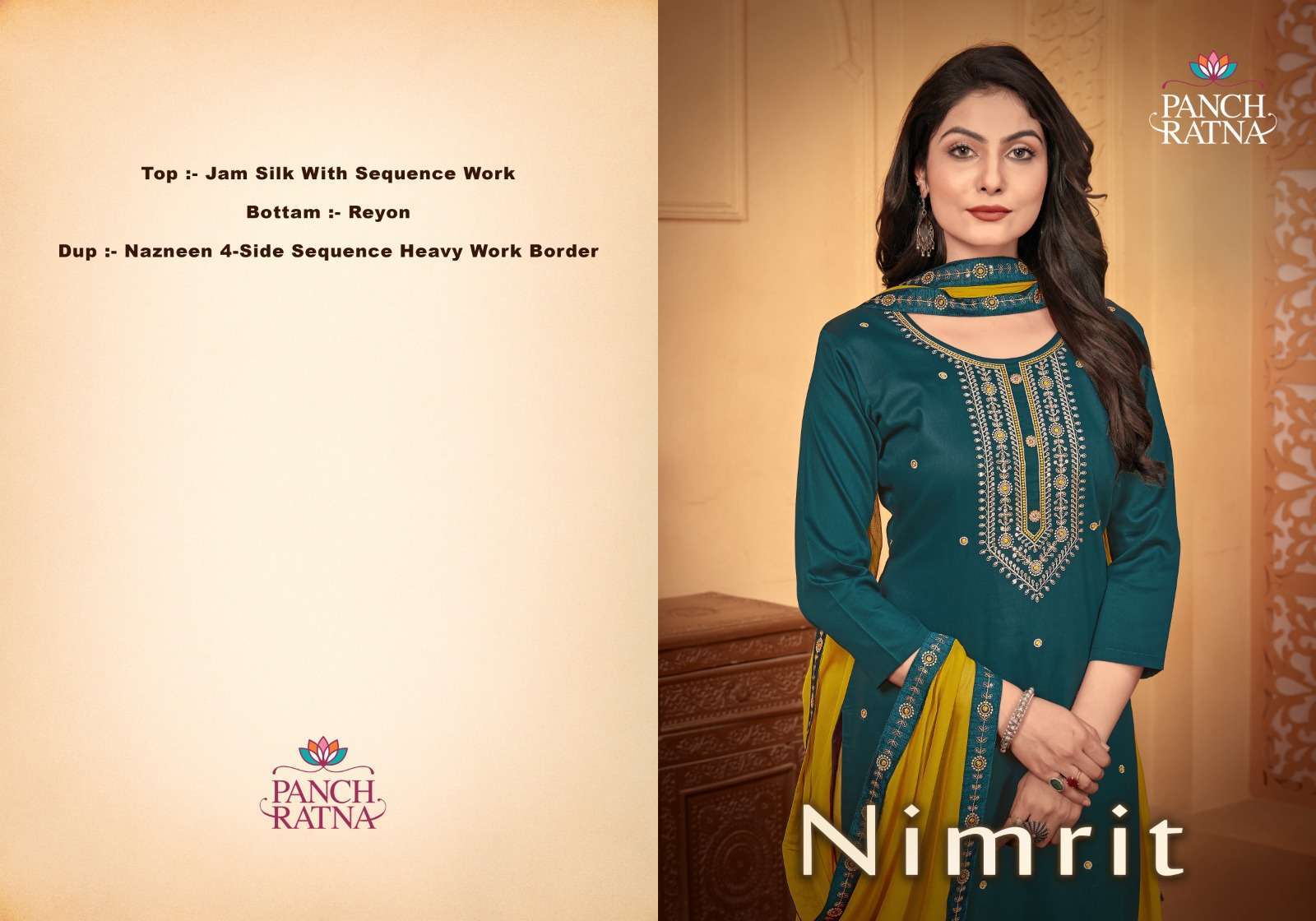 panch ratna nimrit series 18091-18094 jam silk suit 