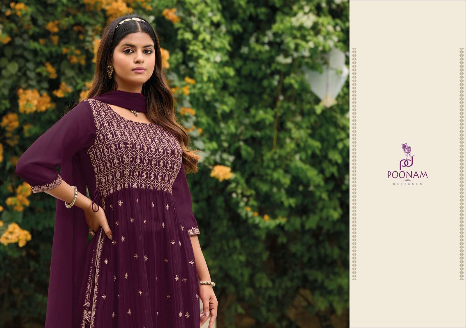 poonam rose gold series 10001-10006 pure georgette sharara suit
