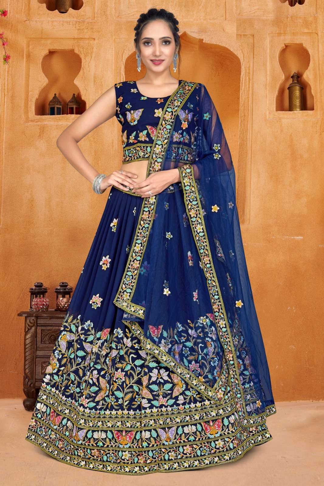 pr c 1943 readymade beautiful multi embroidered lehenga choli supplier