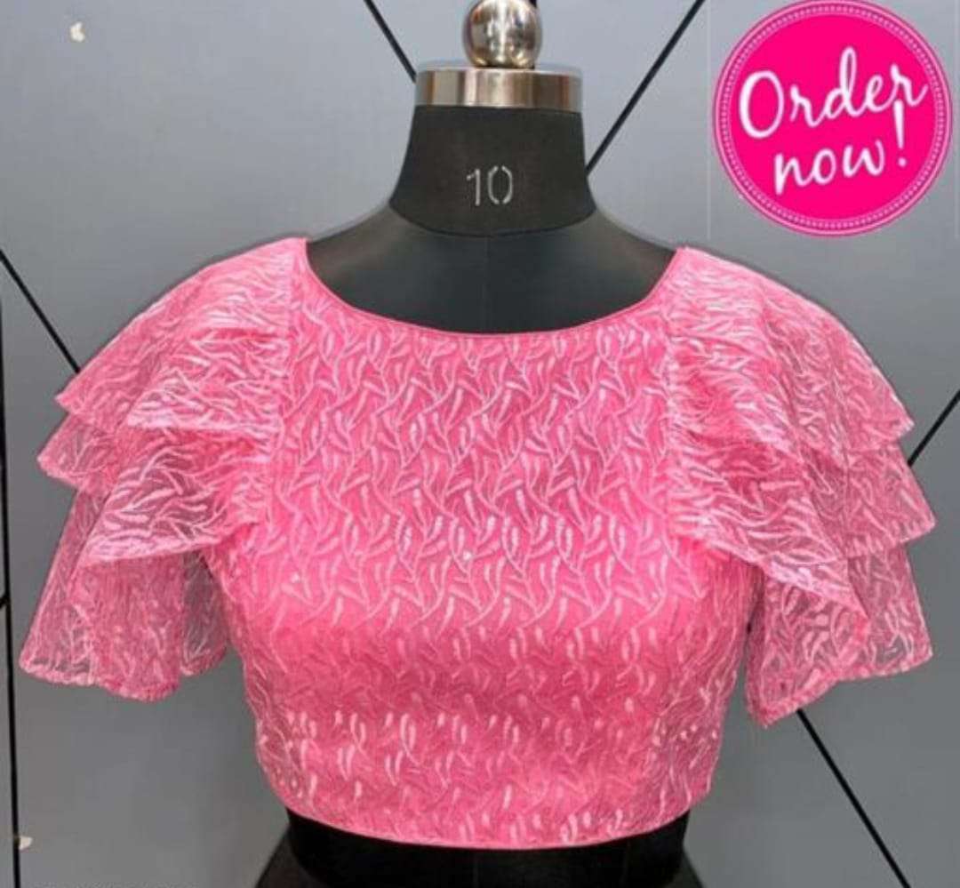 pr triple sleeve pattern readymade net fancy blouse