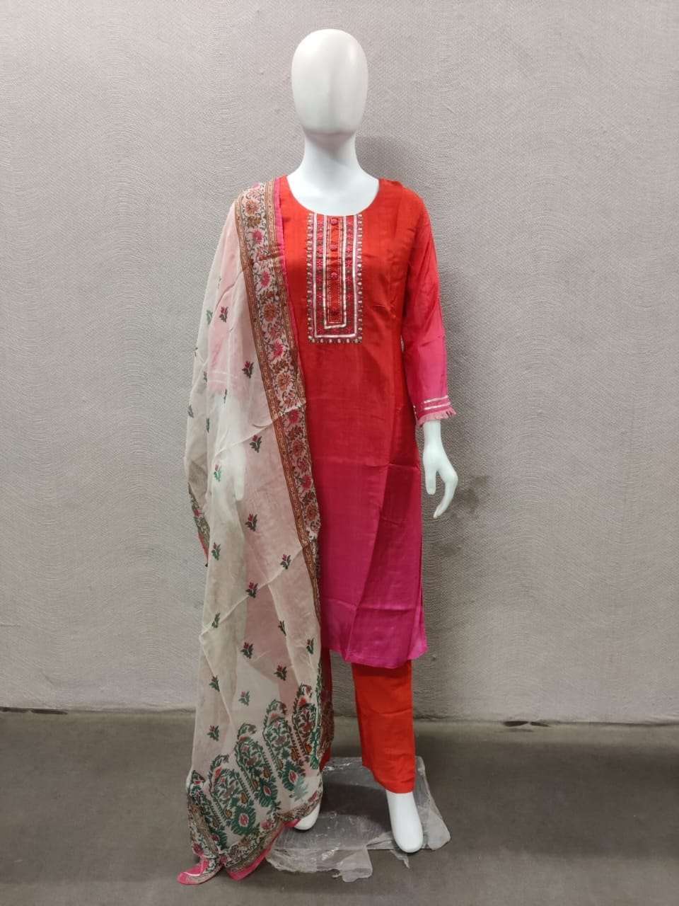 psyna 2039 pure muslin readymade kurti pant dupatta combo set