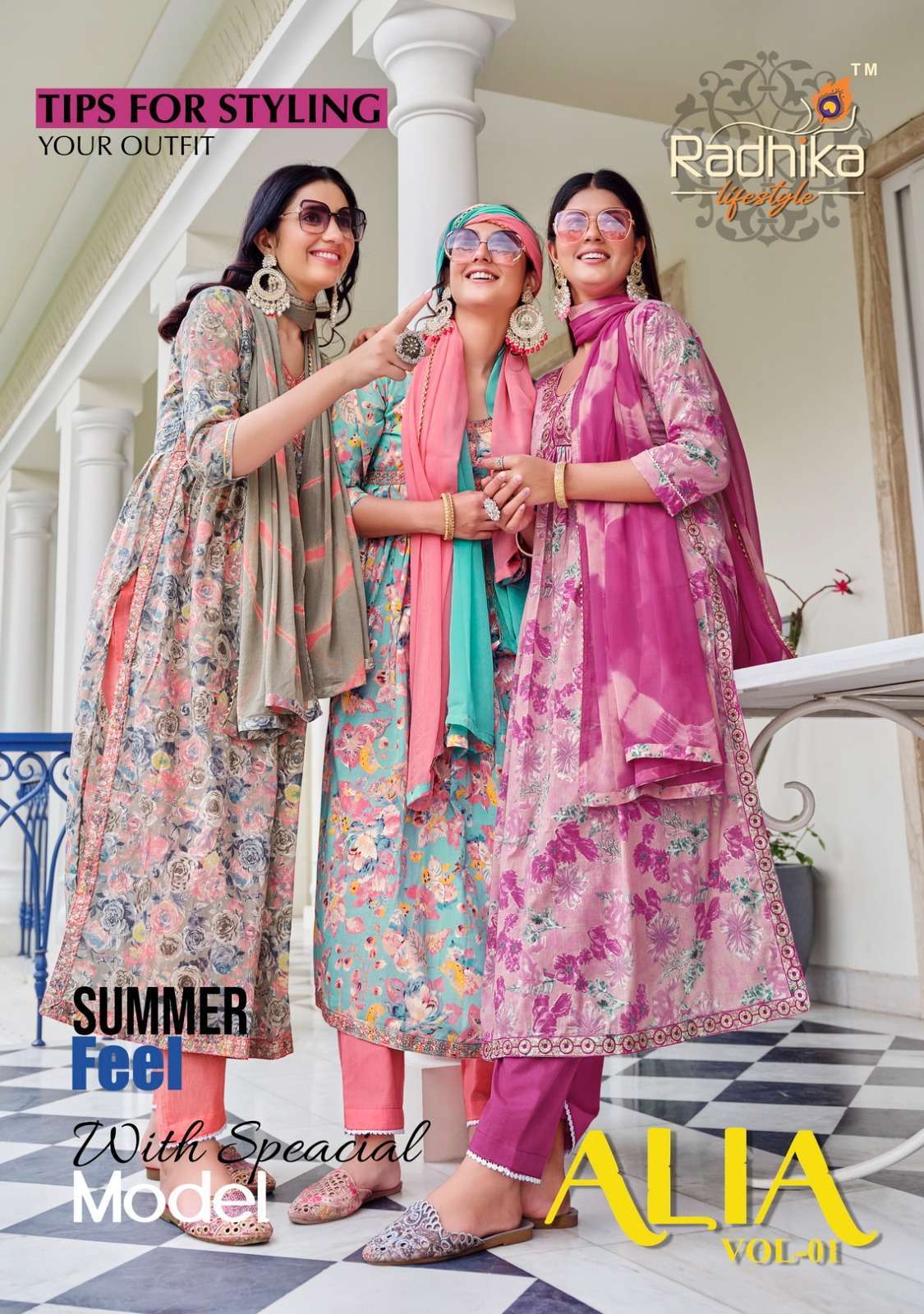 radhika alia vol 1 series 1001-1006 mul mul foil print suit 