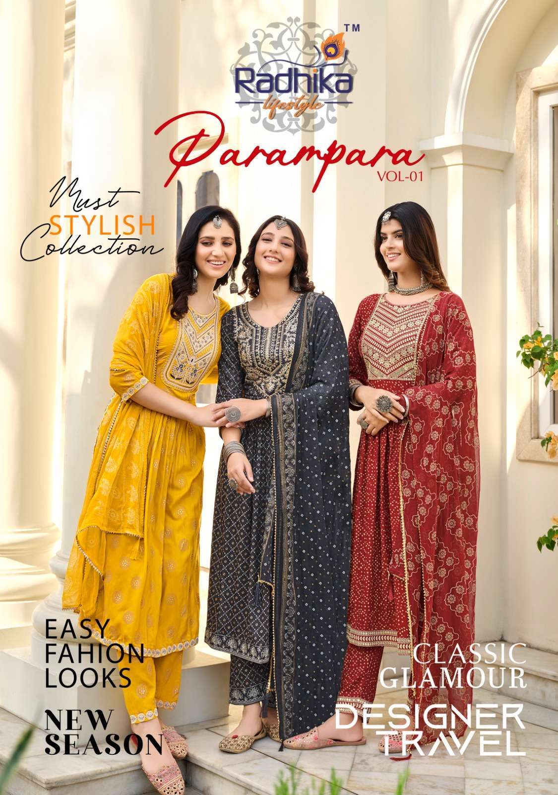 radhika parampara vol 1 series 1001-1007 heavy rayon suit