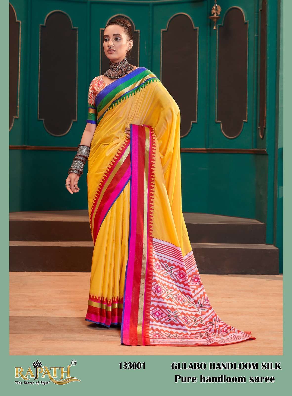 rajpath gulabo handloom silk designer silk saree 