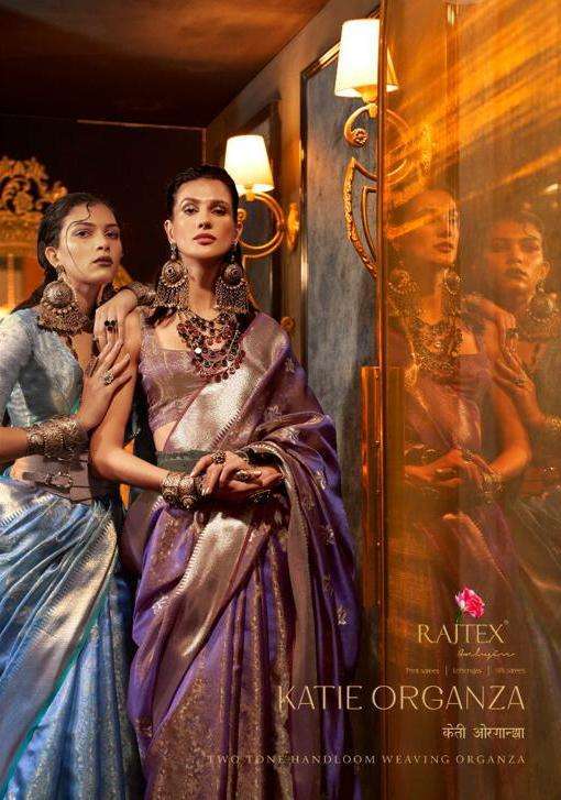 rajtex katie organza series 317001-317006 two tone handloom organza saree
