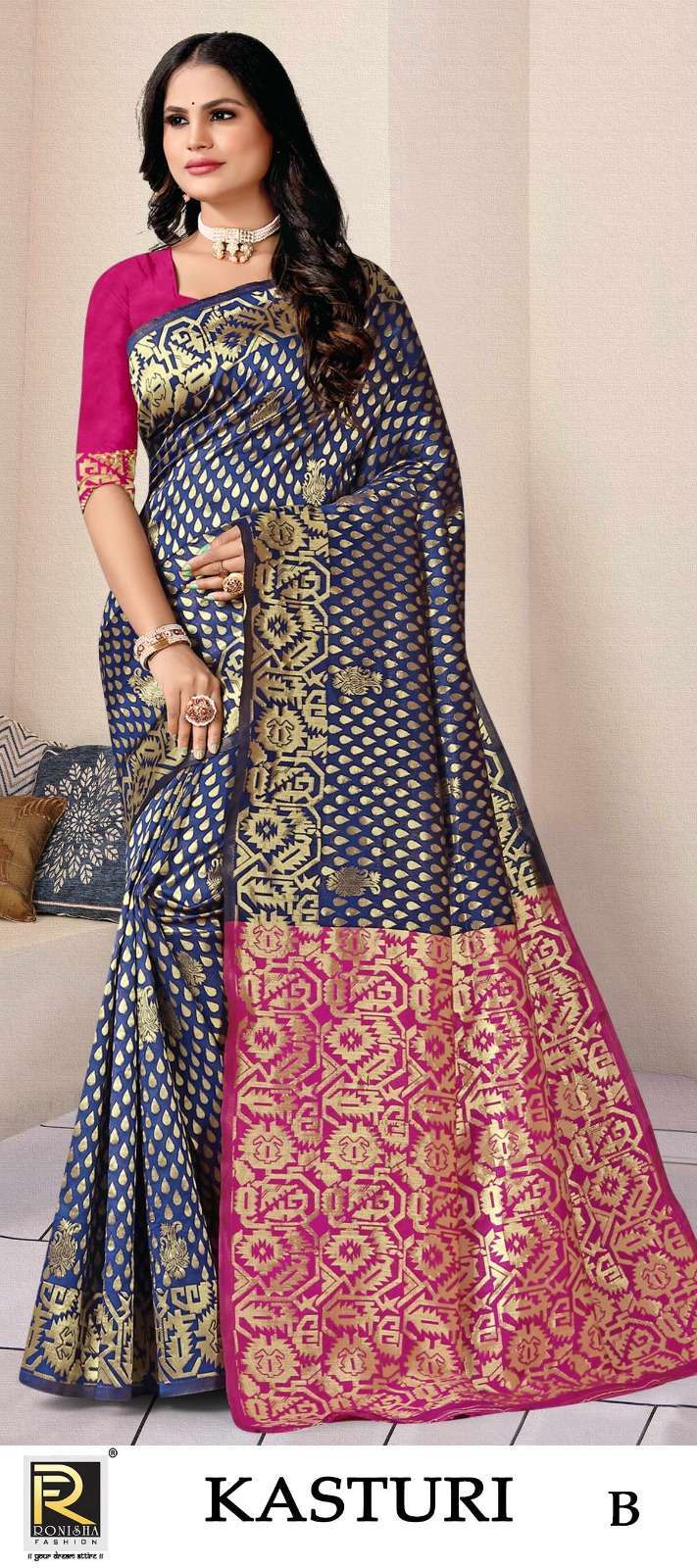 ranjna saree Kasturi fancy silk rich look saree
