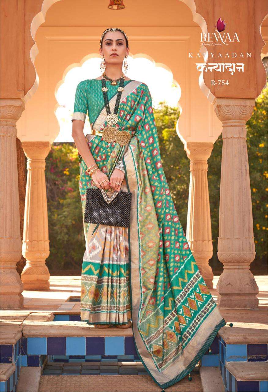 rewaa kanyadaan designer soft kachhi silk saree 