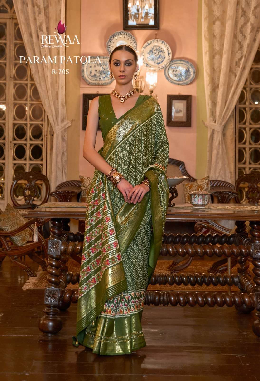 rewaa param patola series 701-709 smooth patola silk saree